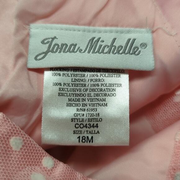 Jona Michelle Pink Polk a dot Party Dress Tulle Ruffle Size 18 Months - Picture 6 of 7